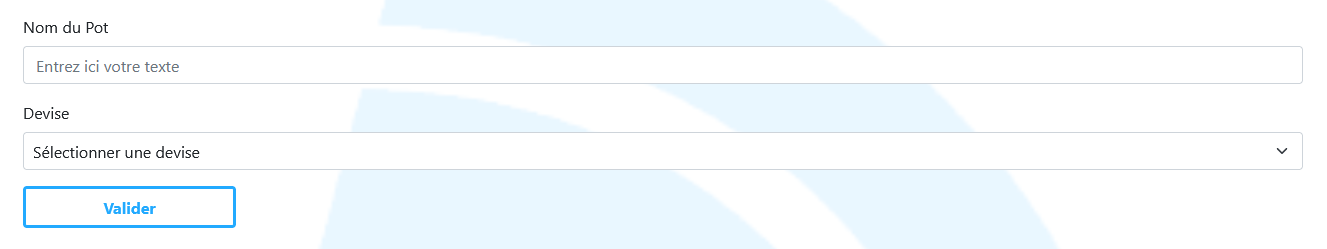 image du formulaire de création de pot