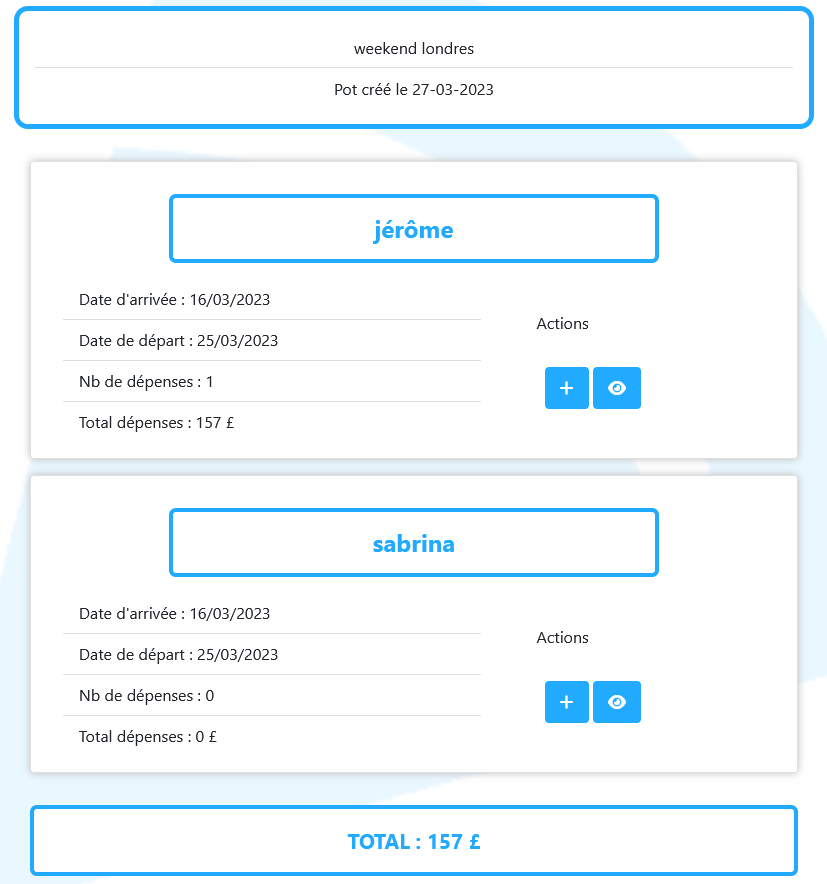 image de la page de la visualisation d'un pot